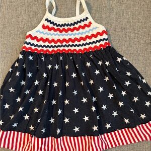 Good Lad Navy White Red Star Stripe Sundress GUC 100% cotton size 4